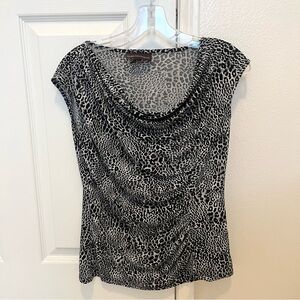 Leopard Print Cowl Neck Blouse
